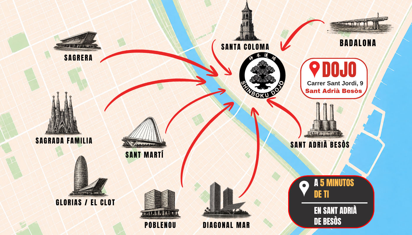 Dojo Sant Adriá cerca de Badalona, Santa Coloma, Sagrera, Sagrada Familia, San Martí, Gloria, El Clot, Poblenou , diagonal Mar